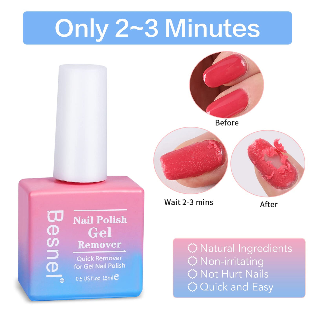 BESNEL Gel Remover Vernis à Ongles en situation d'utilisation