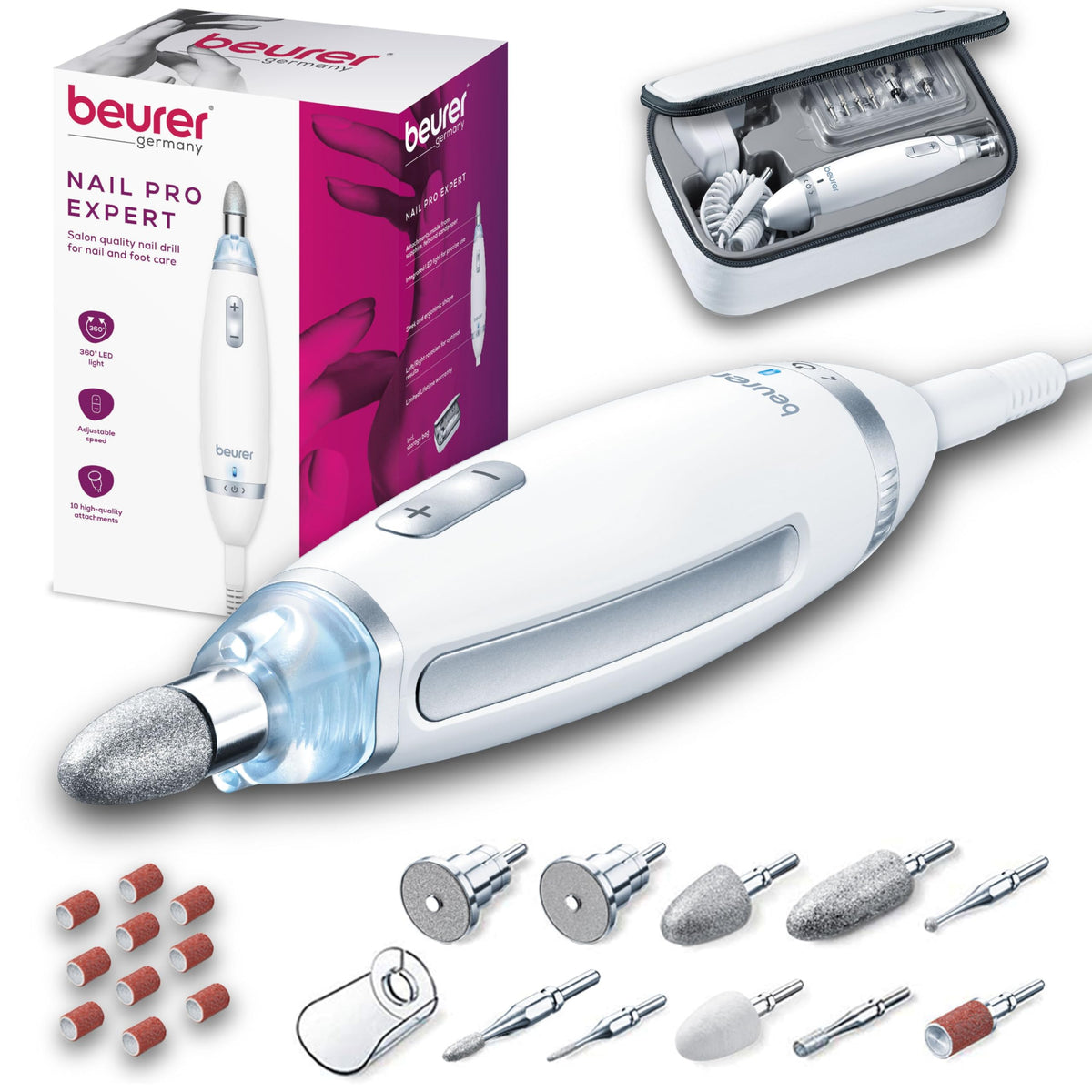 Beurer MP62 Kit de Perçage des Ongles Électrique avec accessoires