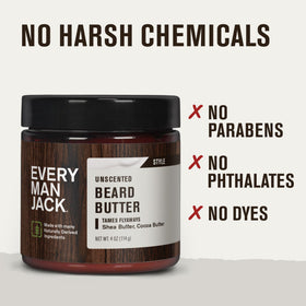 Beurre à barbe Every Man Jack en gros plan sur une main