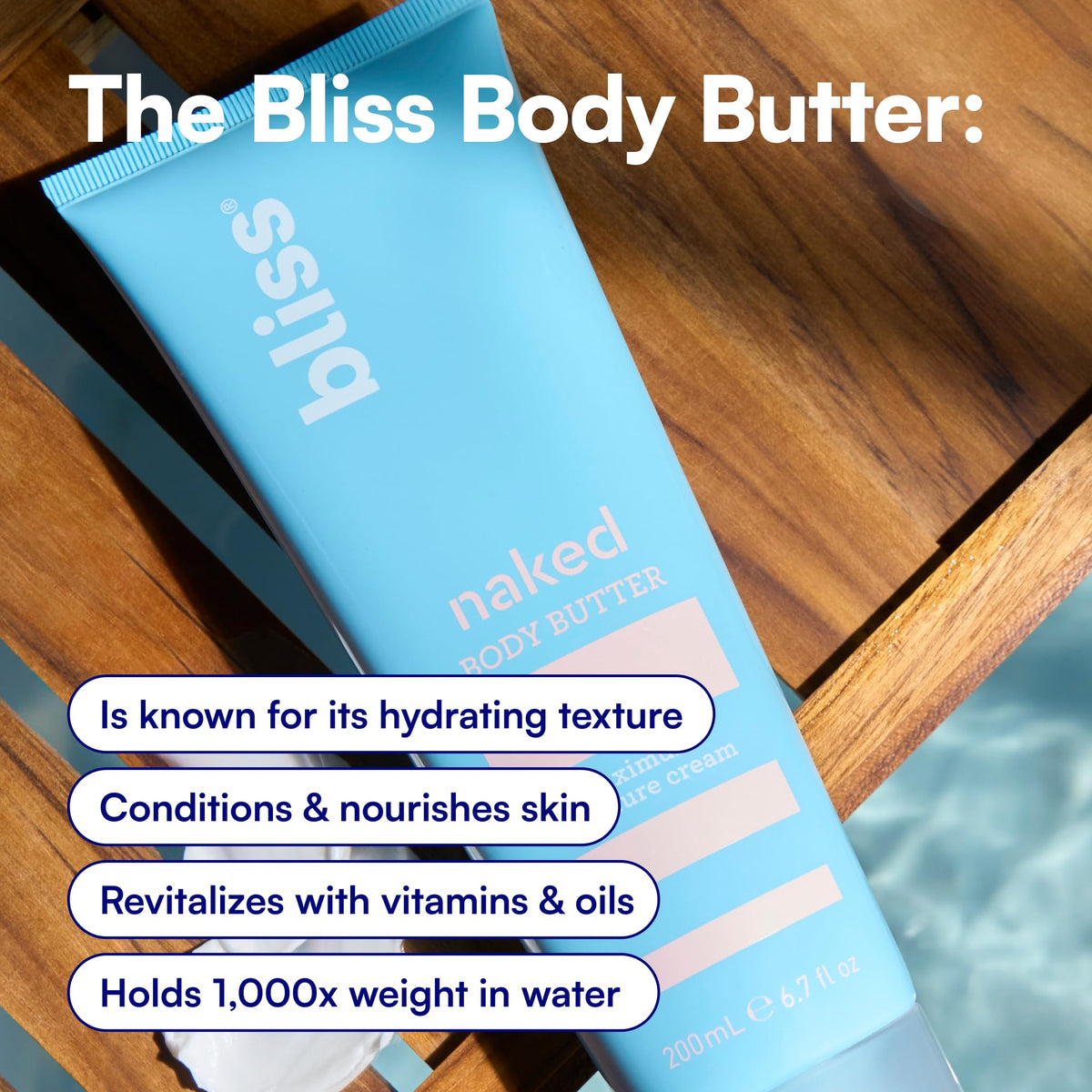 Beurre corporel Bliss non parfumé sur peau