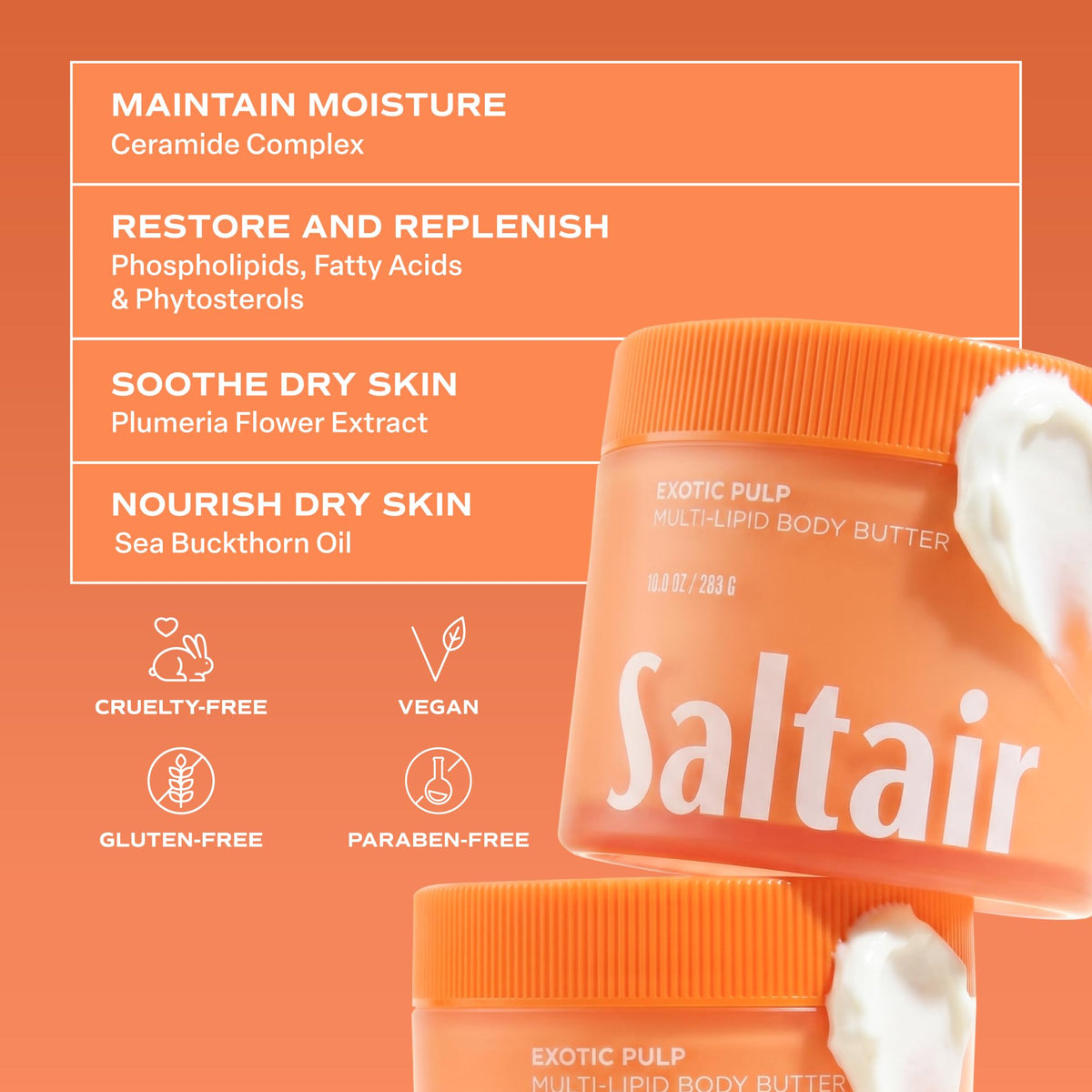 Beurre Corporel Saltair sur une table de salle de bain