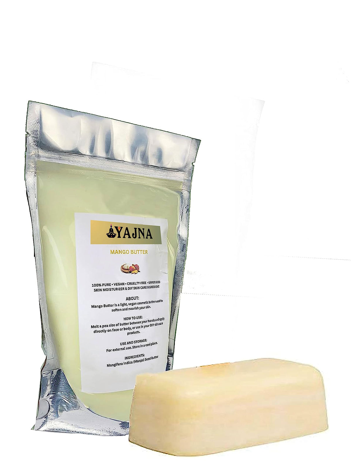 Beurre de mangue Yajna appliqué sur la peau