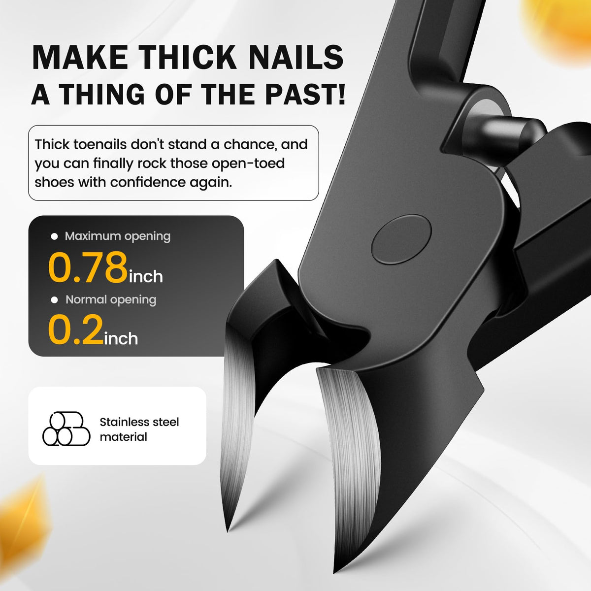 BEZOX coupe-ongles épais pour orteils avec ressort à rebond, vue de côté