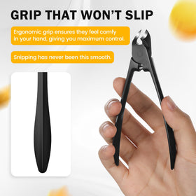 BEZOX coupe-ongles épais pour orteils en usage, démonstration de coupe