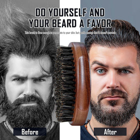 BFWood Brosse à Barbe en Poils de Sanglier en main