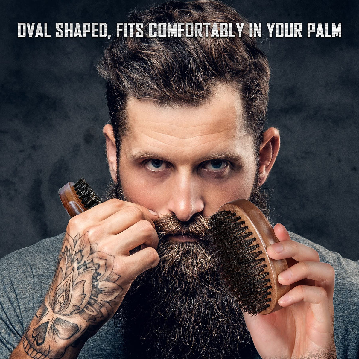 BFWood Brosse à Barbe en Poils de Sanglier, vue latérale