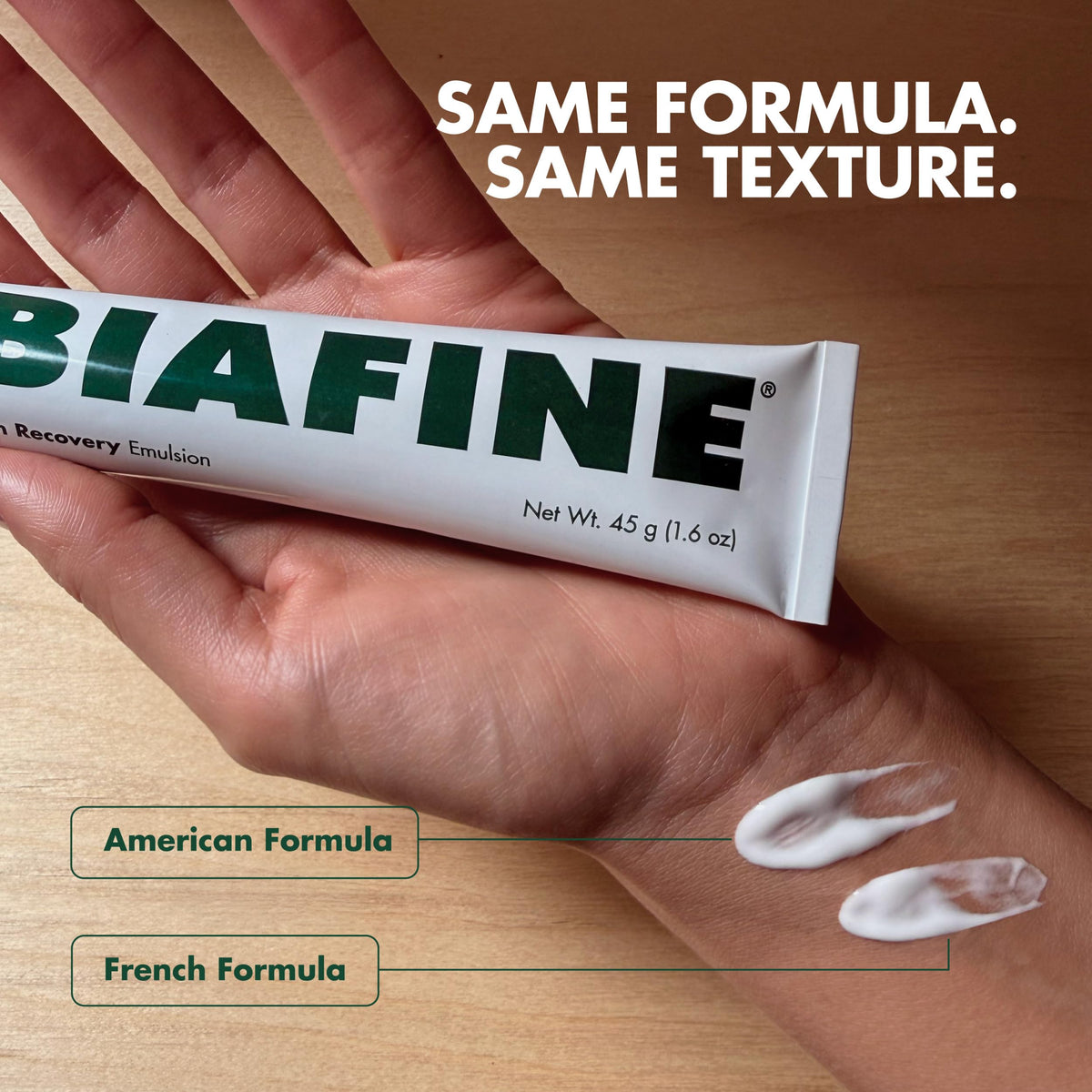 BIAFINE Émulsion de récupération sur une surface blanche