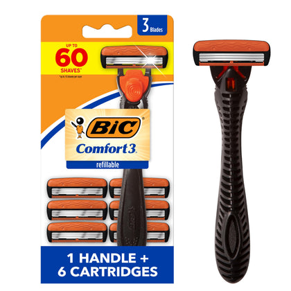 BIC Comfort 3 Rasoir Refillable avec 6 cartouches et manche