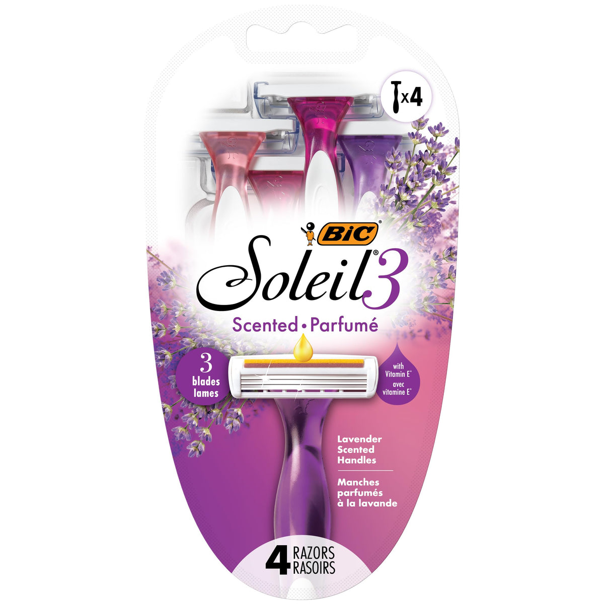 BIC Rasoirs Jetables Soleil Twilight, quatre unités en vue de face