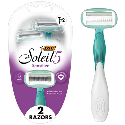BIC Soleil 5 Sensitive Rasoirs Jetables Femme, paquet de 2