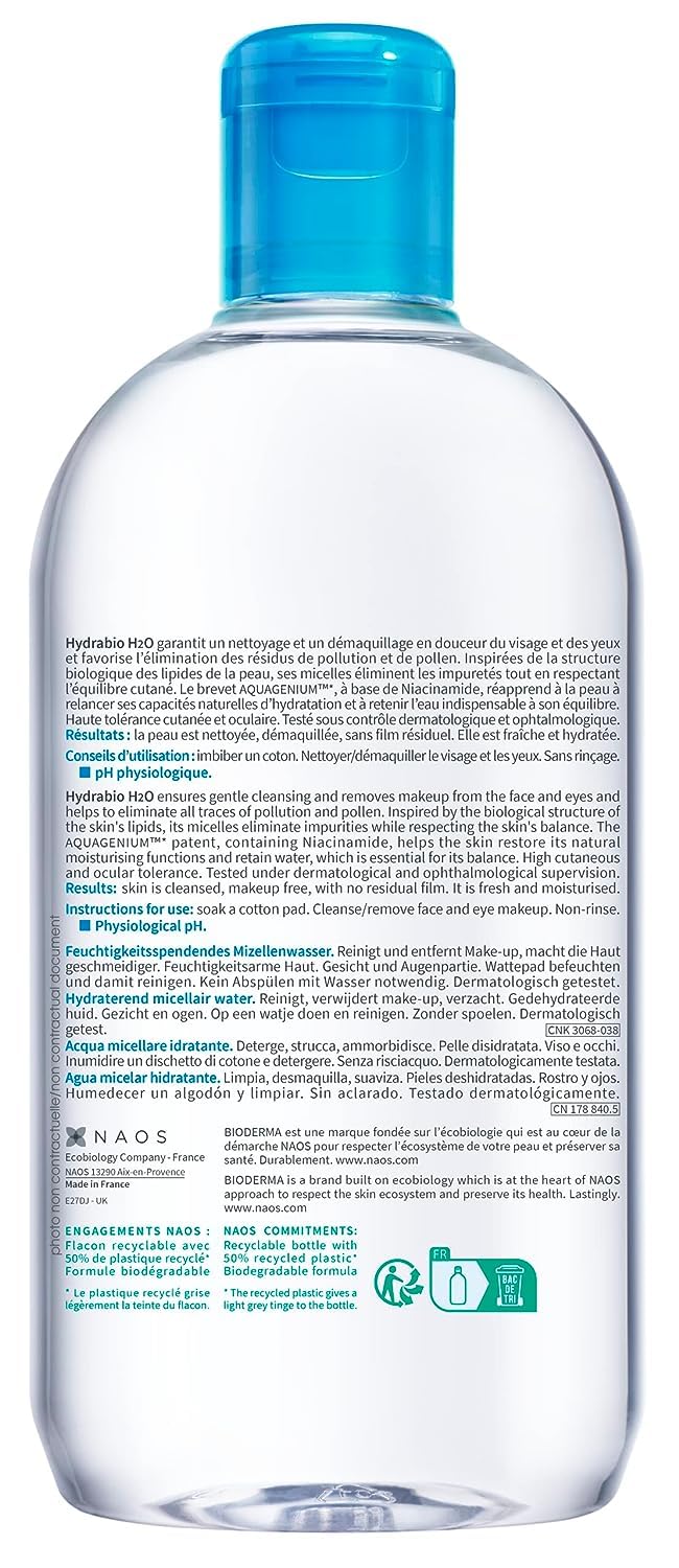 Bioderma Hydrabio H2O 500ml en milieu de salle de bain