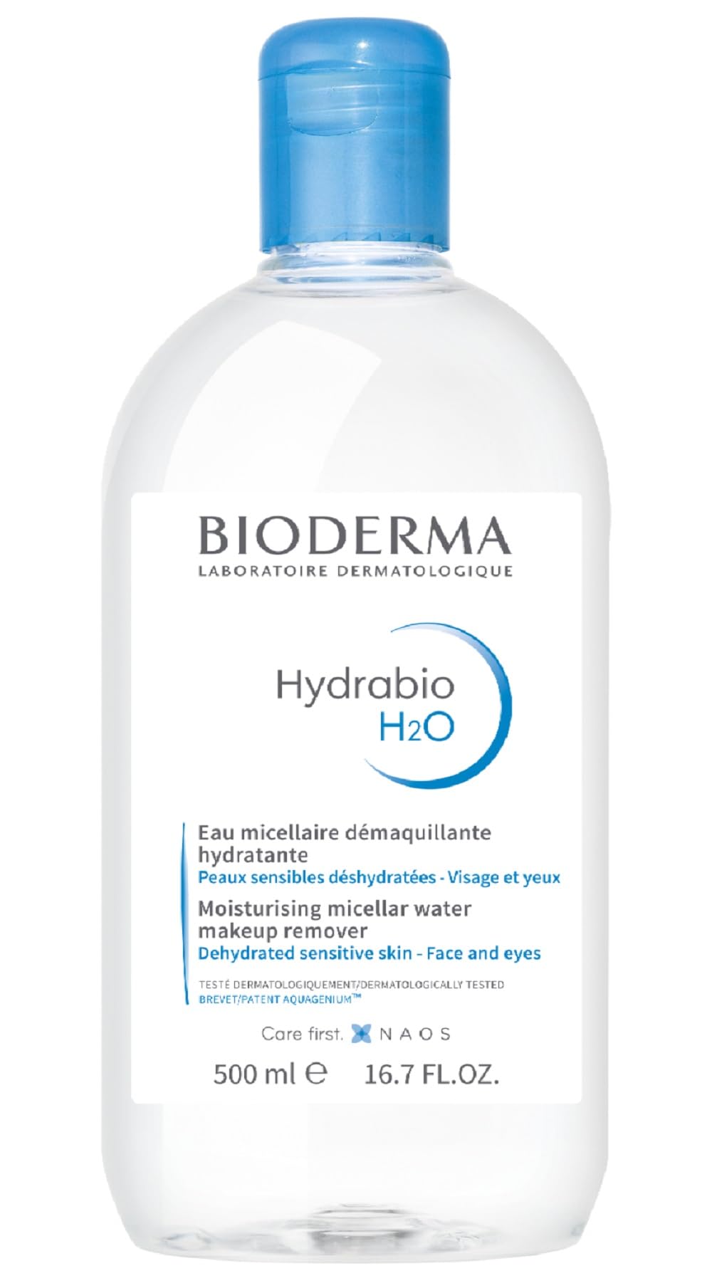 Bioderma Hydrabio H2O 500ml vue avant avec étiquette