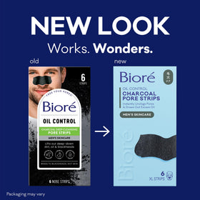 Bioré bandes au charbon montrant un gros plan du produit et des instructions d'utilisation
