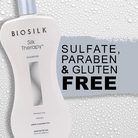 BioSilk Shampoo Thérapie Soie 1L dans un cadre de salle de bain