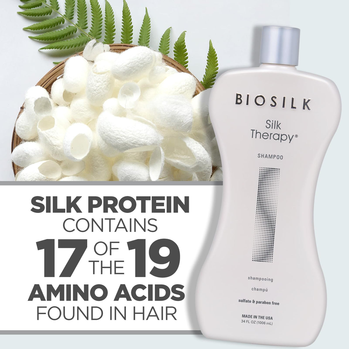 BioSilk Shampoo Thérapie Soie 1L en utilisation sur cheveux