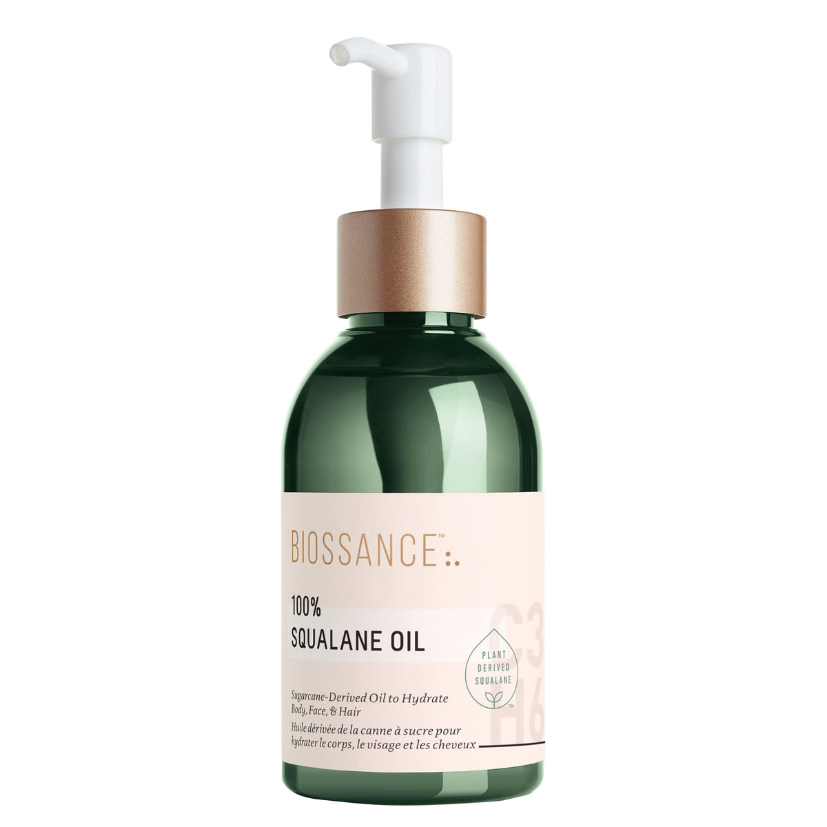 BIOSSANCE huile de squalane 100% modèle avant avec étiquette
