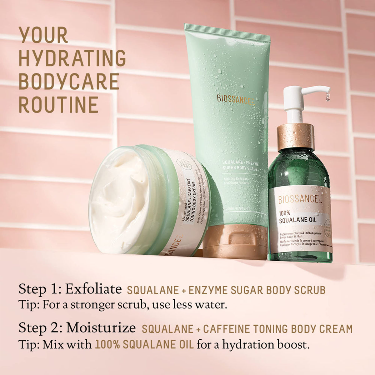 BIOSSANCE huile de squalane avec accessoires de beauté