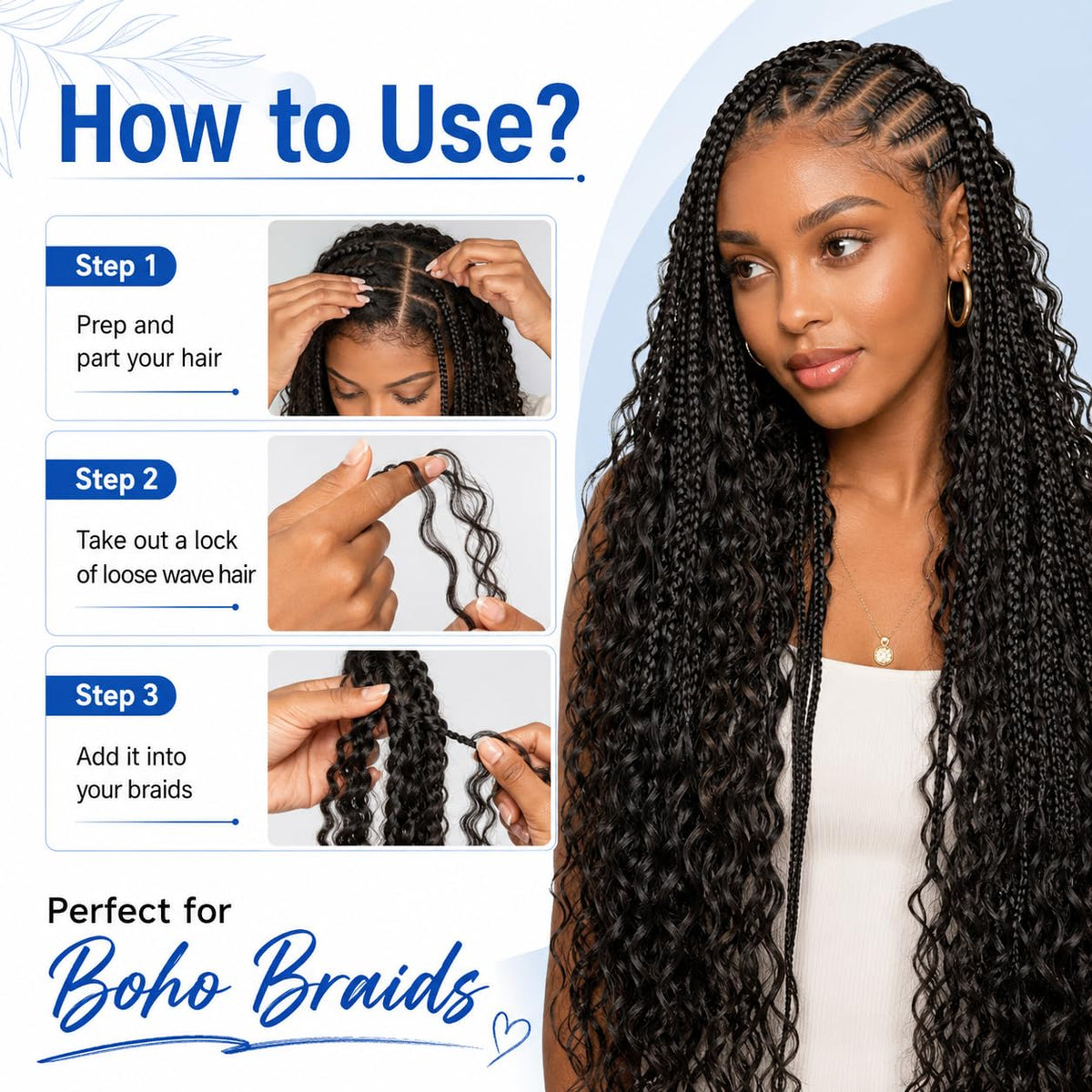 BIZVUS Cheveux Boho 110g en usage quotidien
