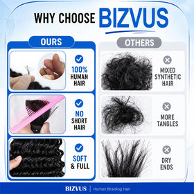 BIZVUS Cheveux Boho 110g pour tresses sans nœud