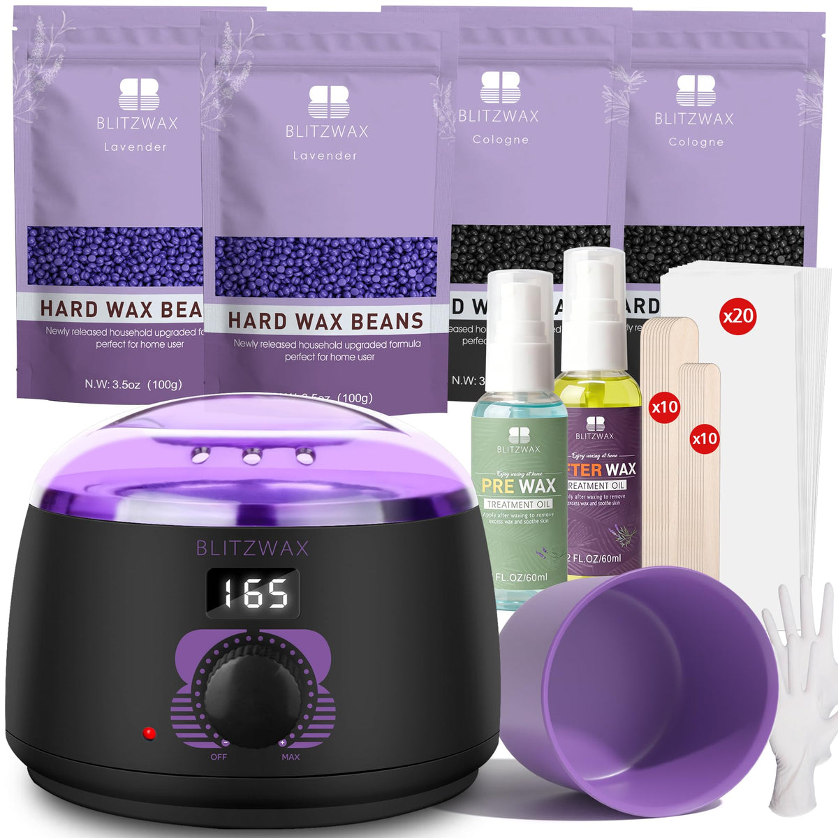 BLITZWAX Kit de Cire Brésilienne et Bikini vue avant avec accessoires