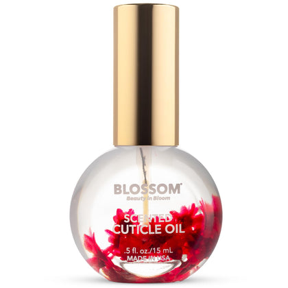 Blossom Huile à Cuticules avec vraies fleurs, flacon 15ml, vue avant