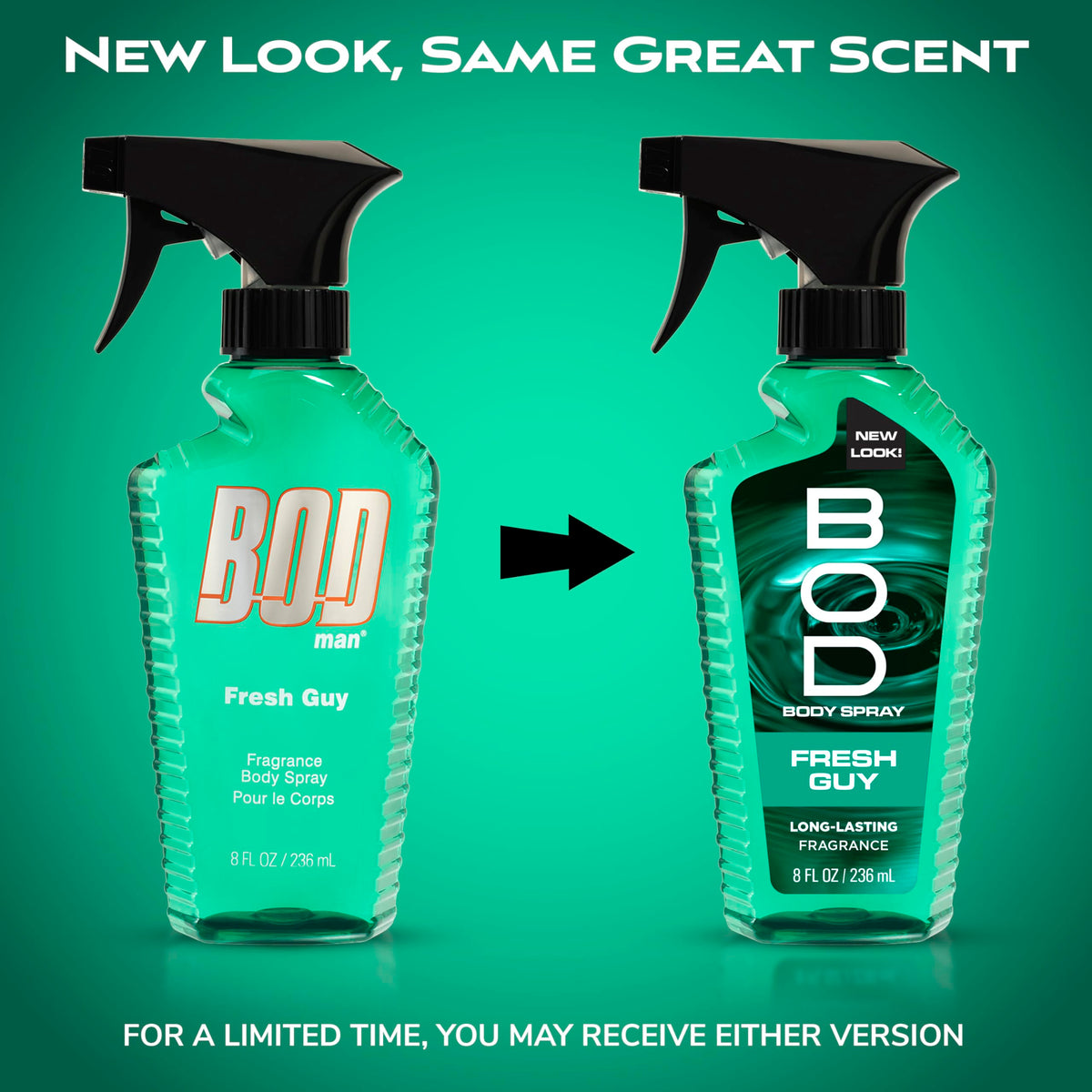 BOD man Spray Corporel Fresh Guy 8 fl oz bouteille avec étiquette