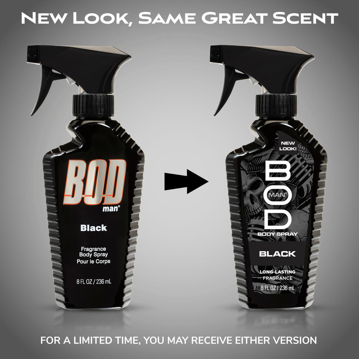 BOD man Spray Corporel Parfumé Black bouteille et vaporisateur