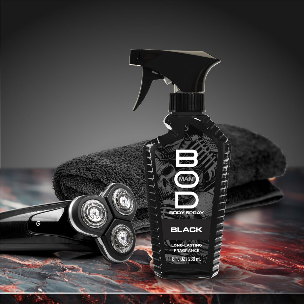 BOD man Spray Corporel Parfumé Black en usage quotidien
