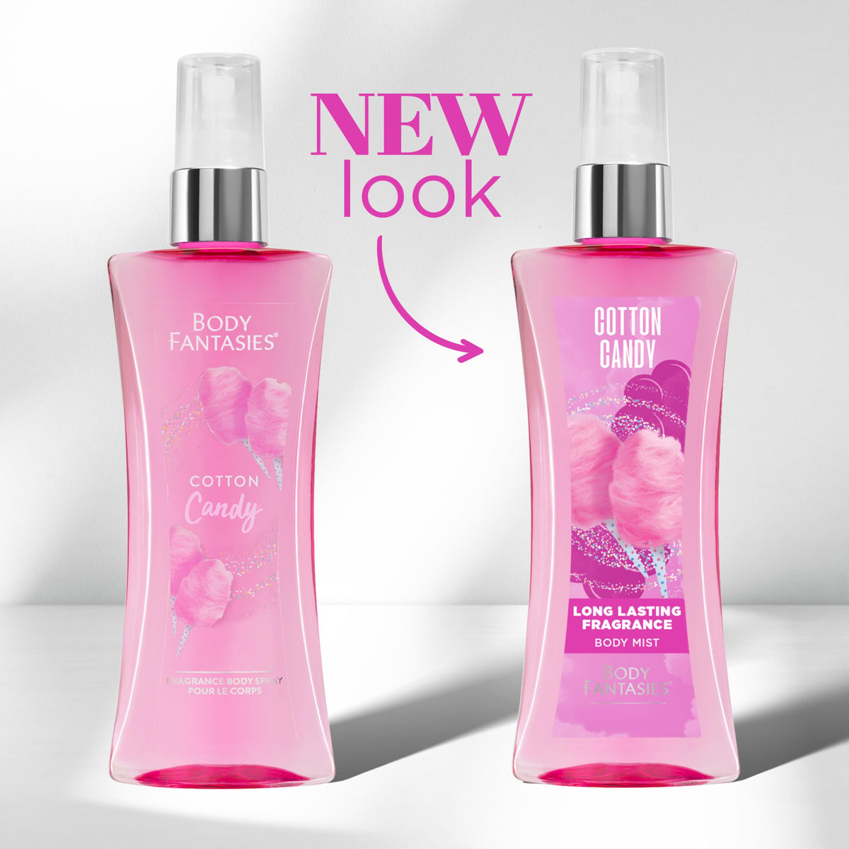Body Fantasies Brume Parfumée Coton Sucré 490g avec bouchon