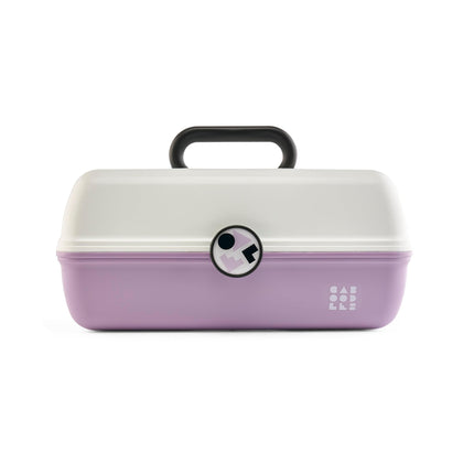 Boîte à Maquillage On-The-Go Girl Caboodles blanche et lavande vue de face