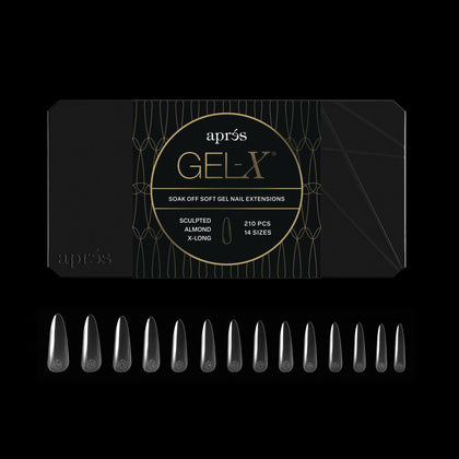 Boîte APRÉS Gel-X 280 conseils ongles amande extra longs vue de face