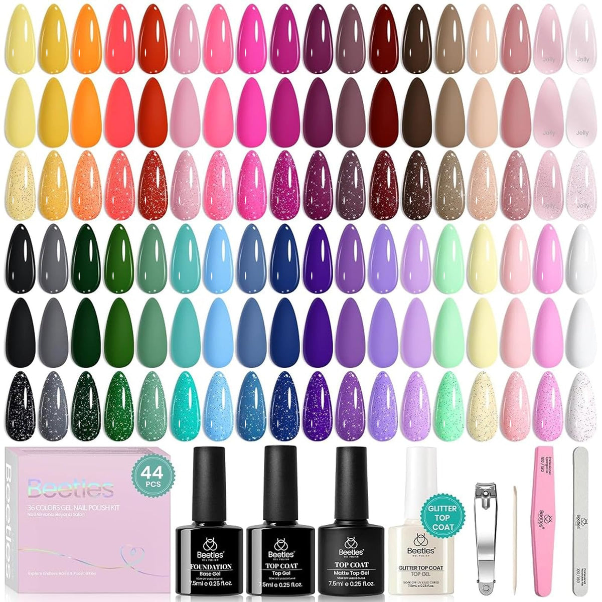 Boîte cadeau du set de vernis à ongles gel beetles avec 36 couleurs