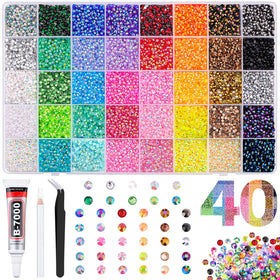 Boîte contenant 40000 strass en résine multicolores 3mm TINKRSTUFF