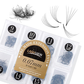 Boîte d'extensions de cils LASHVIEW volume prémontés 5D D Curl