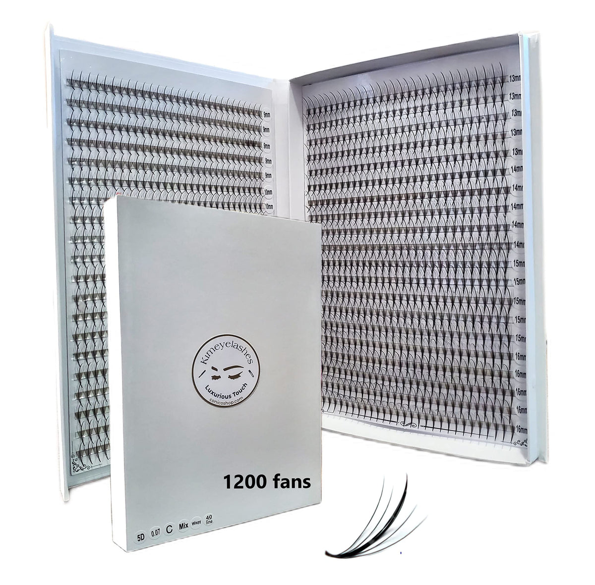 Boîte de 1200 fans de cils Kimeyelashes 5D Wispy
