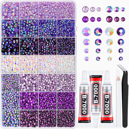 Boîte de 20000 strass violets BELLEBOOST avec 28 compartiments
