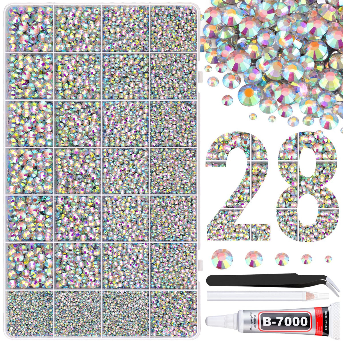 Boîte de 30000 rhinestones résine TINKRSTUFF avec compartiments