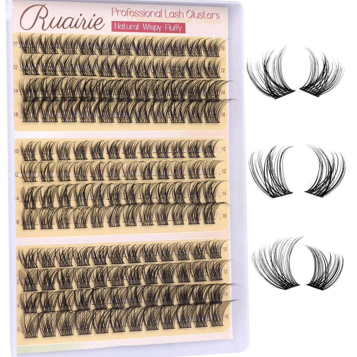 Boîte de faux cils en grappes Ruairie avec 3 styles différents
