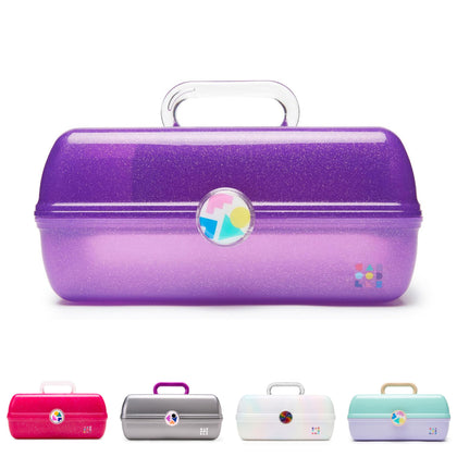 Boîte de maquillage Caboodles On-The-Go Girl, modèle violet pailleté, vue de face