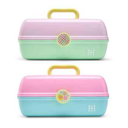 Boîte de maquillage Caboodles On-The-Go Girl rétro rose et bleu