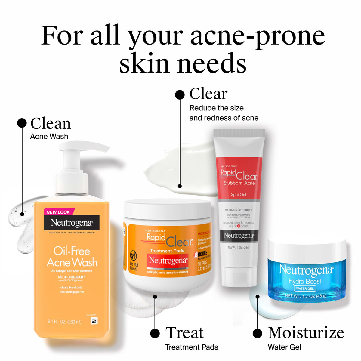 Boîte de pads Neutrogena Rapid Clear avec informations sur l'utilisation