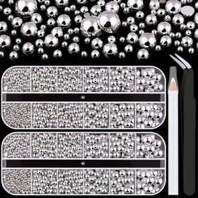 Boîte de perles à ongles argentées BELLEBOOST avec outils inclus