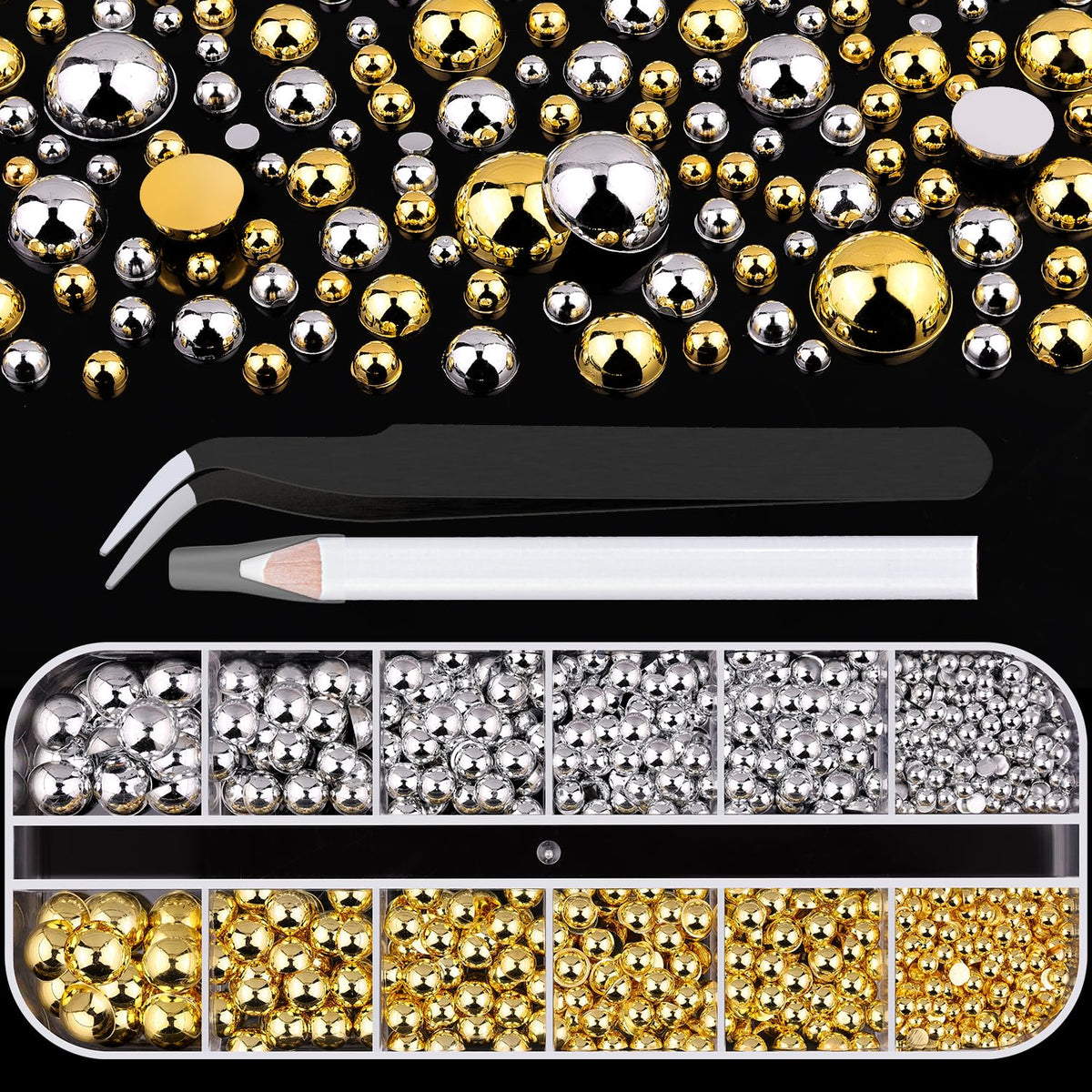 Boîte de perles à ongles BELLEBOOST avec couvercles individuels