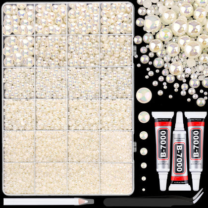 Boîte de perles plates Beige AB avec 24 compartiments