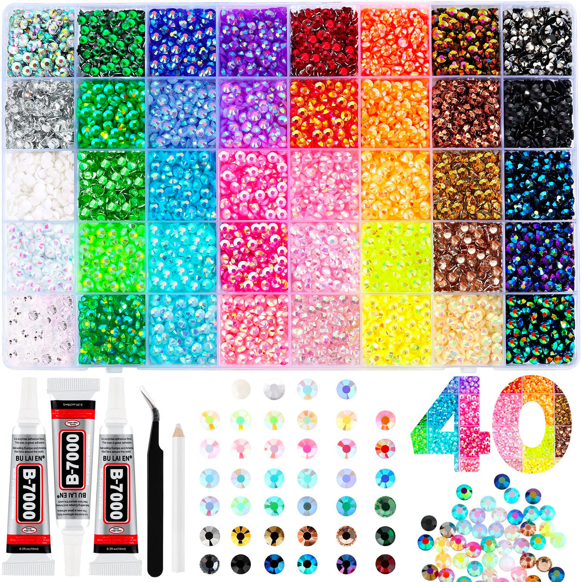 Boîte de rangement avec 10 000 strass Zefy de 5 mm