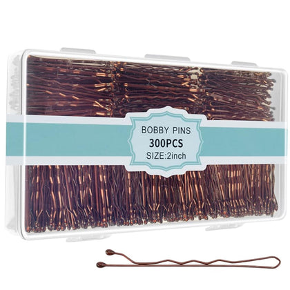Boîte de rangement avec 300 épingles à cheveux brunes EWAGOA
