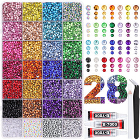 Boîte de rangement avec 30000 strass en résine multicolores TINKRSTUFF
