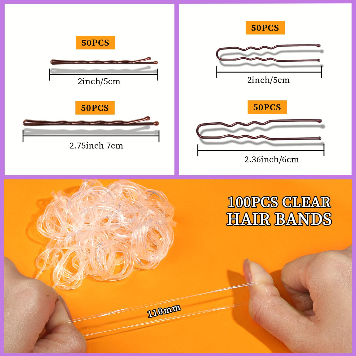 Boîte de rangement avec différentes tailles d'épingles à cheveux