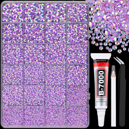 Boîte de rhinestones résine lavande AB 25000 pièces