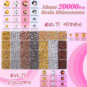 Boîte de strass avec compartiments de différentes couleurs
